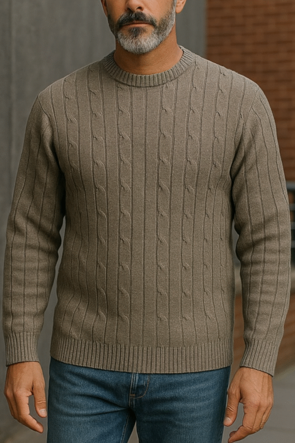 Cable Knit | Crew Neck | Beige