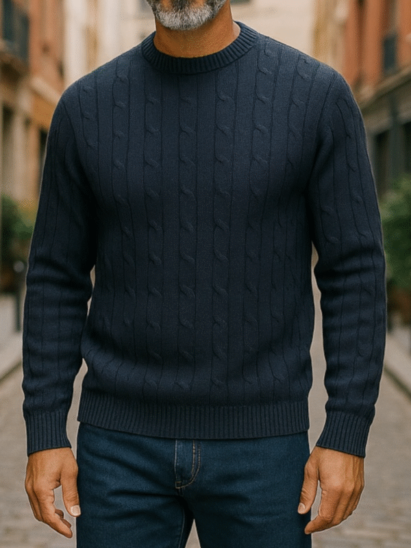 Cable Knit | Crew Neck | Navy