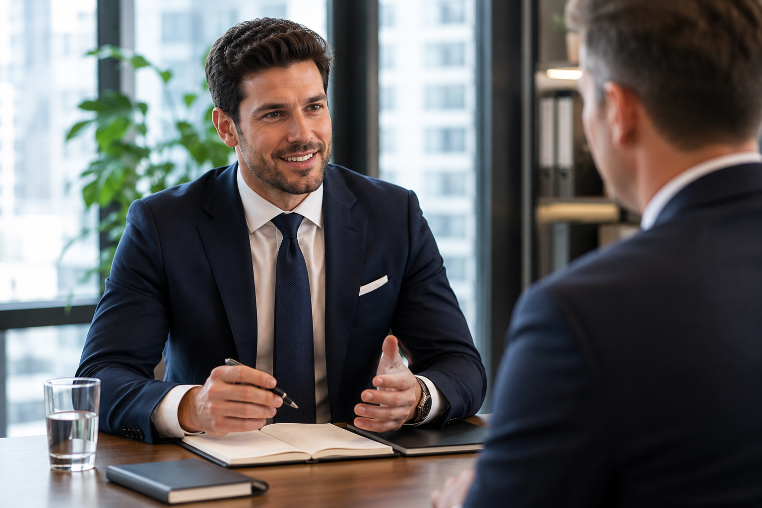 a man during interview