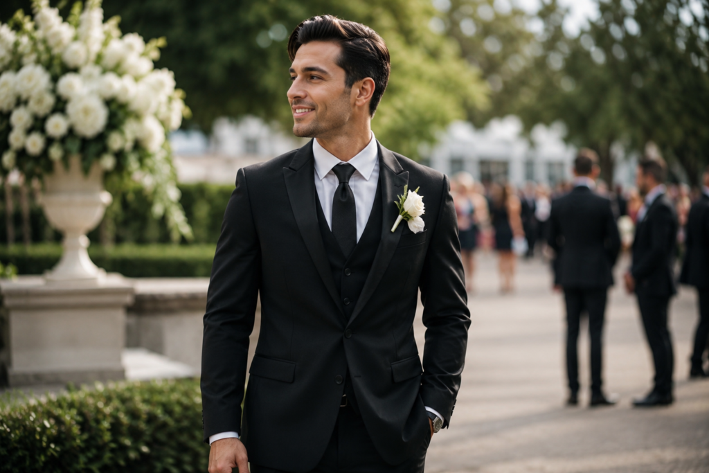 black suit to wedding