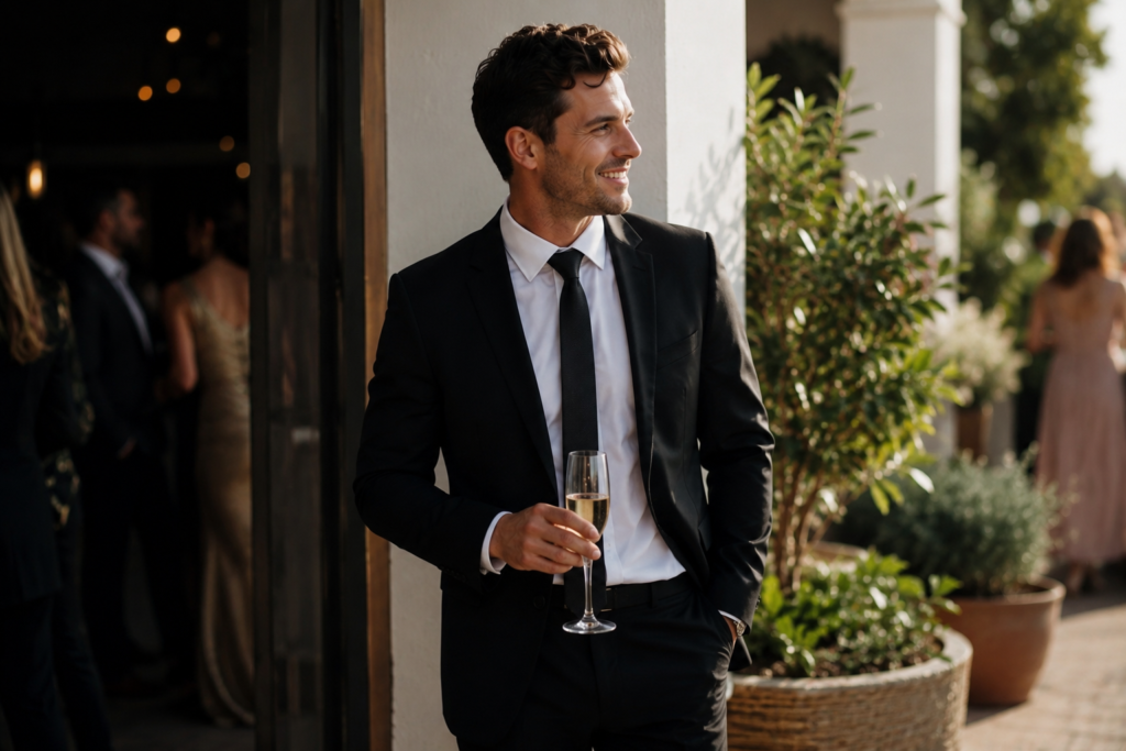 can you wear black suit to wedding