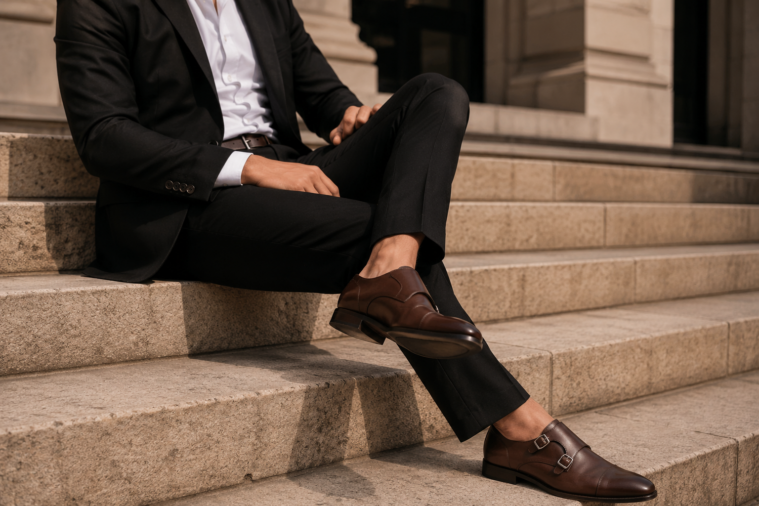can you wear brown shoes with black suit